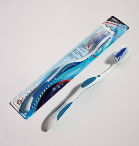 Toothbush -atordoa flexível (branco -azul) Chogan